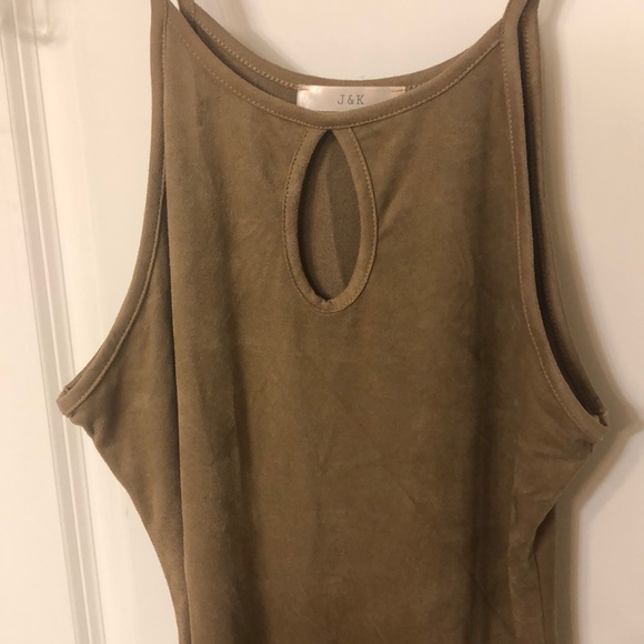 Tan suede/velvet material body con dress - Picture 2 of 3